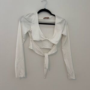 Elegant White Tie-Front Top